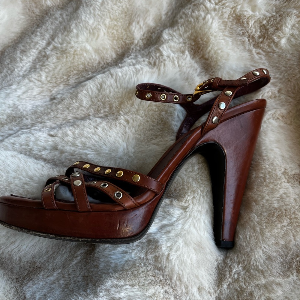 Prada Calzature Donna Brown Leather Heels - Picture 4 of 13